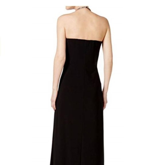 MSK Medium Ruffle Halter Rhinestone Gown - Picture 3 of 5